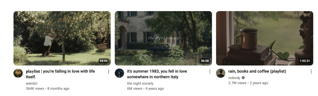 This image is a screenshot from YouTube of highly specific compliations of music people have made.